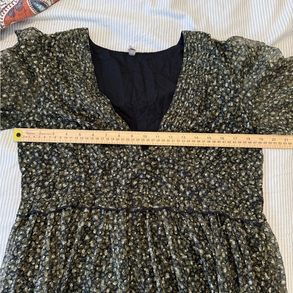 Urban Outfitters green shimmery Long Sleeve mini Dress fairy cottagecore dress - Picture 7 of 7